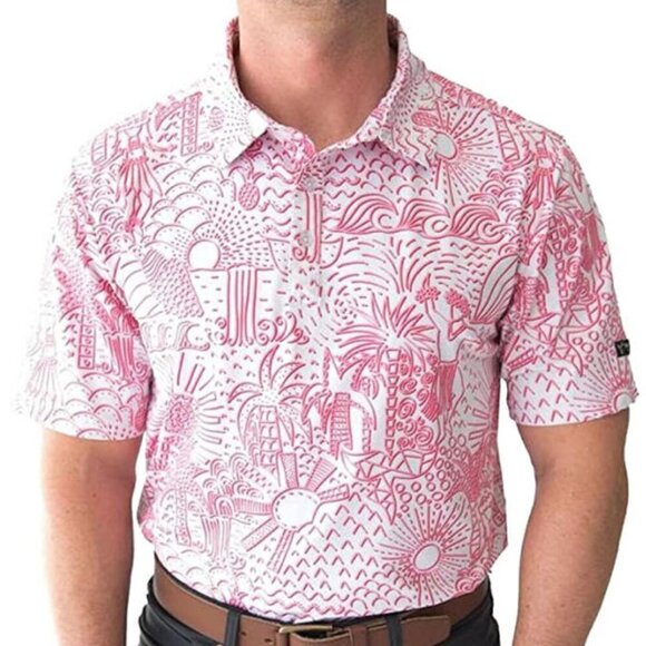 Yatta Golf Polo Shirt Mens Size XXL Hula Girls Shaka Life Performance Stretch - Picture 1 of 12